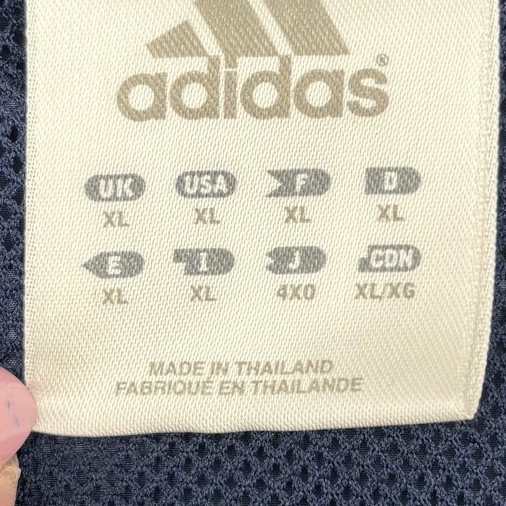 Adidas Windbreaker Jacket Mens XL Navy Blue White Striped Vintage Full Zip Vtg